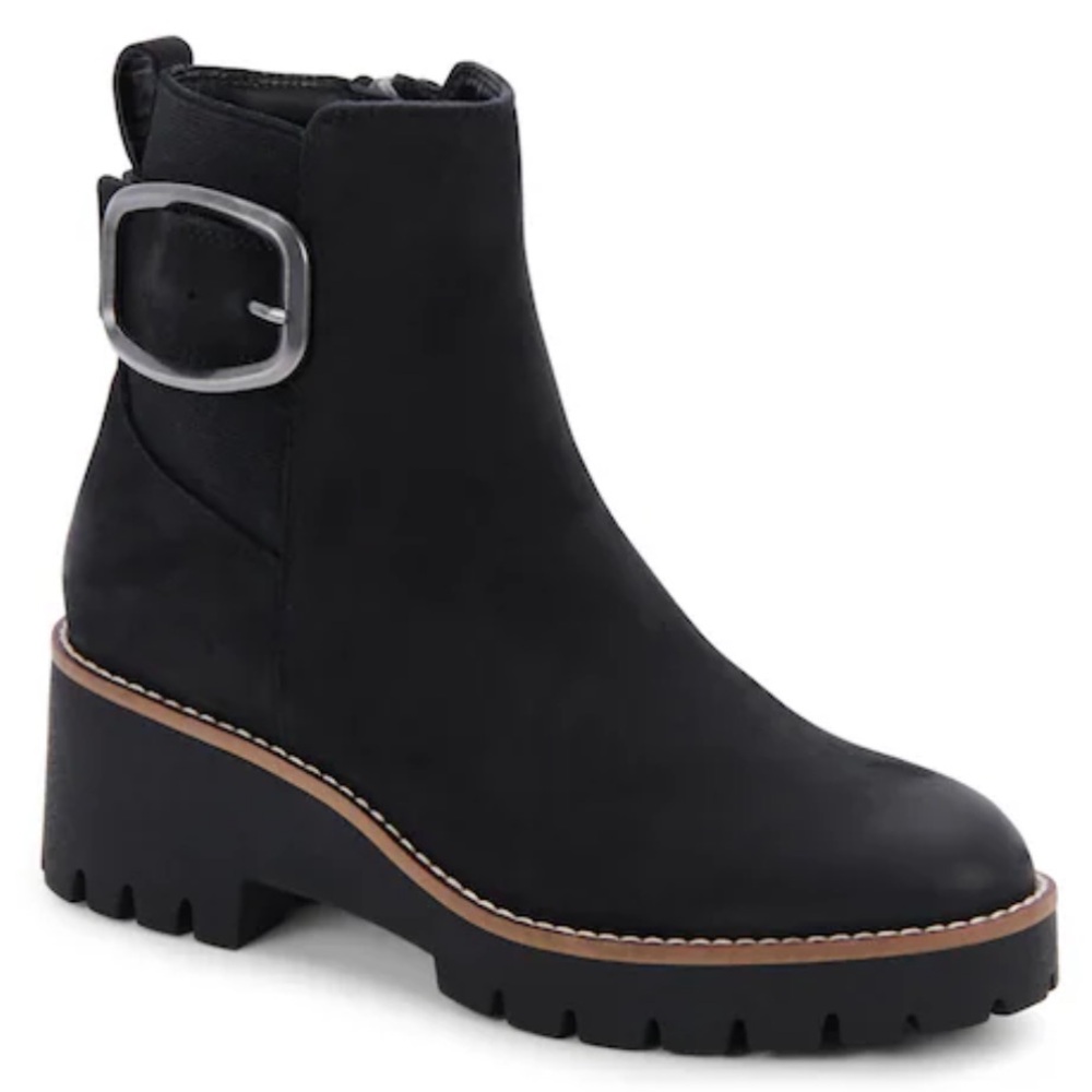 NEW Blondo "Dahlia" Black Suede/Nubuck Waterproof Moto Ankle Boots sz. 8